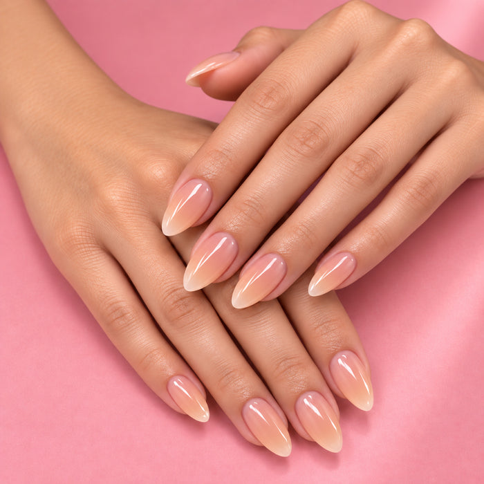 Soft Nude Medium - Long Almond, Press On Nails | Set of 24 reusable nails