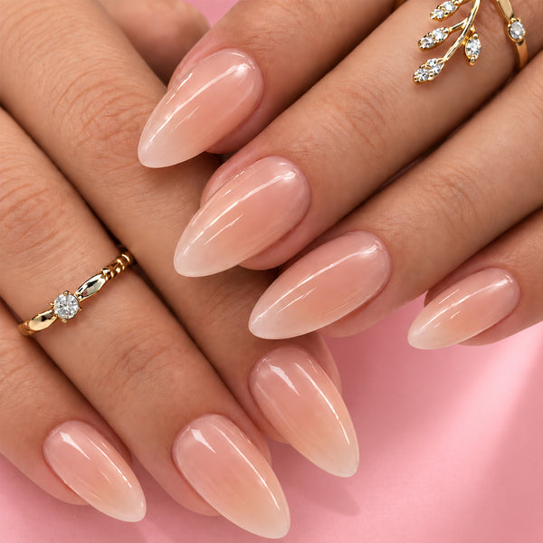 Peach Veil Medium Almond Press On Nails | Set of 24 reusable nails