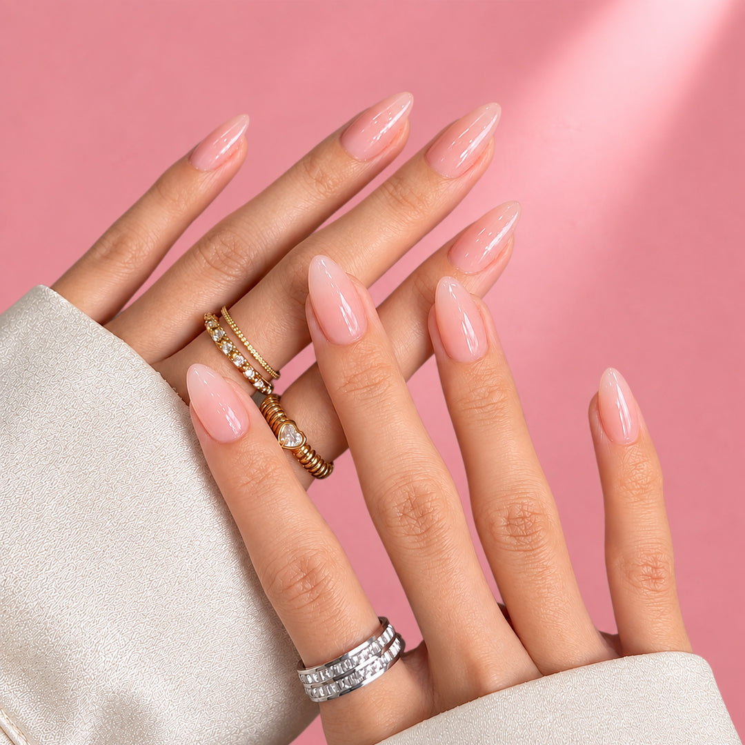 Blush Kiss Medium Almond, Press On Nails | Set of 24 reusable nails