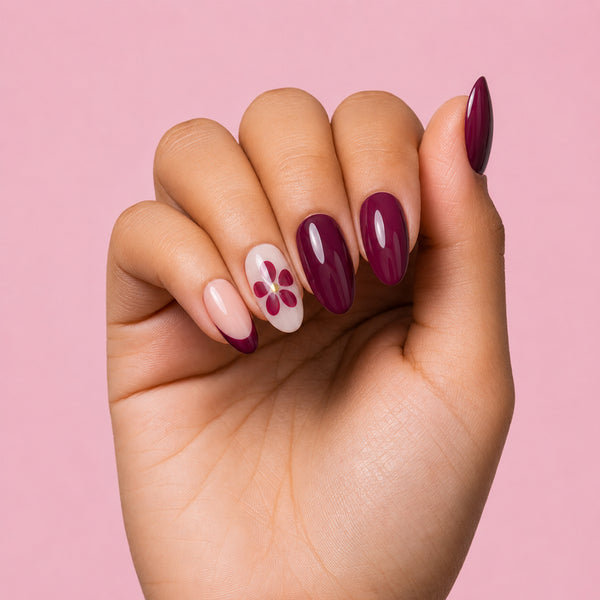 Violet Affair Medium to Long Almond Press On Nails | Set of 24 reusable nails