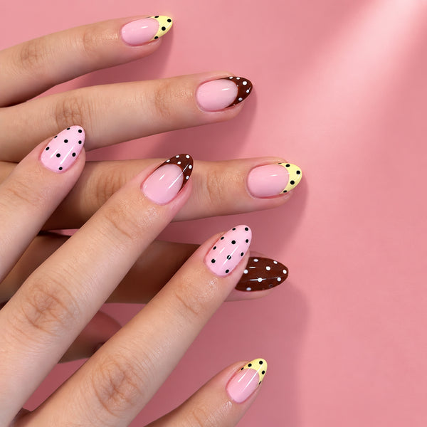Polka Pop Medium Almond Press On Nails | Set of 24 reusable nails