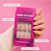 Blush Kiss Medium Almond, Press On Nails | Set of 24 reusable nails