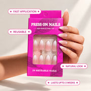 Ivory Kiss Medium - Long Almond, Press On Nails | Set of 24 reusable nails