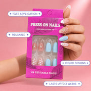 Ocean Pearl Medium Almond Press On Nails | Set of 24 reusable nails