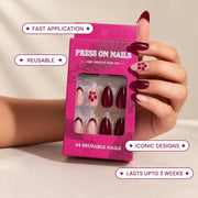 Violet Affair Medium to Long Almond Press On Nails | Set of 24 reusable nails