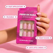 Sugar Blossom | Medium Almond, Press On Nails | Set of 24 reusable nails