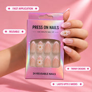 Rosè Medium Almond Press On Nails | Set of 24 reusable nails