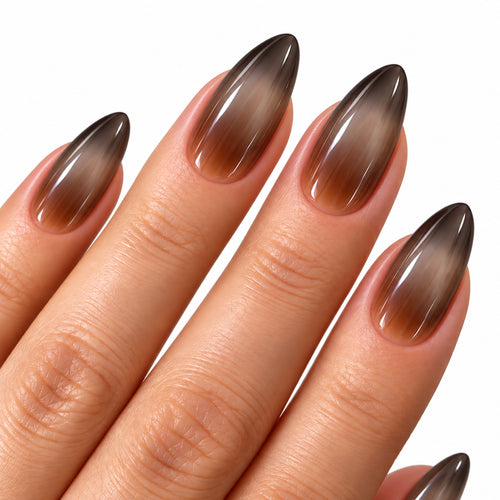 Espresso Haze Medium - Long Almond Press On Nails | Set of 24 reusable nails