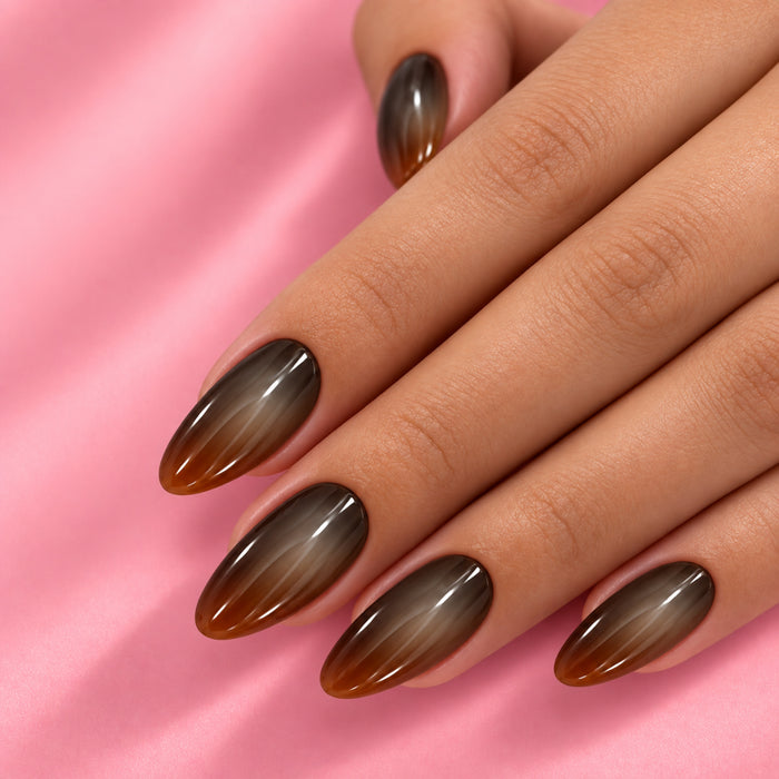 Espresso Haze Medium - Long Almond Press On Nails | Set of 24 reusable nails