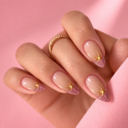 Stardust Rosè Medium Almond Press On Nails | Set of 24 reusable nails