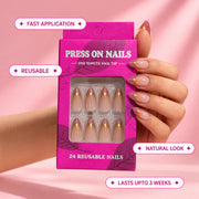Stardust Rosè Medium Almond Press On Nails | Set of 24 reusable nails