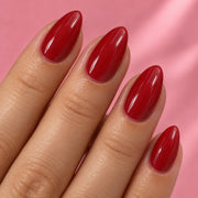 Crimson Kiss Short to Medium Almond Press On Nails | Set of 24 reusable nails