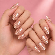Champagne Glaze Short to Medium Almond Press On Nails | Set of 24 reusable nails
