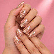 Champagne Glaze Short to Medium Almond Press On Nails | Set of 24 reusable nails