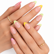 Sun-kissed tips | Medium Almond, Press On Nails | Set of 24 reusable nails